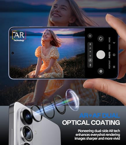 HelloDeere for Samsung Galaxy S26/S26 Plus Camera Lens Protector, Military-Grade 9H+ Tempered Glass AR Optical Tech HD Anti-Glare Anti-Scratch Metal Individual Ring Easy Install Case Friendly, Silver - color: S26/S26 Plus(Silver)