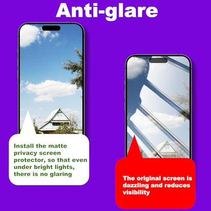 2 Pack Matte Privacy Screen Protector for iPhone Air 6.5",Anti-Glare Anti-Fingerprint,No Dazzling Anti-Spy,Smooth Responsive Touch Glass Film,Installation Frame - size: for iPhone Air