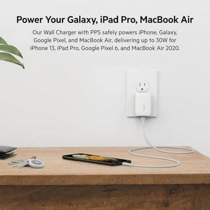 Belkin 30W Compact USB C Charger Block, USB C to Lightning Cable - style: 30W + Lightning Cable