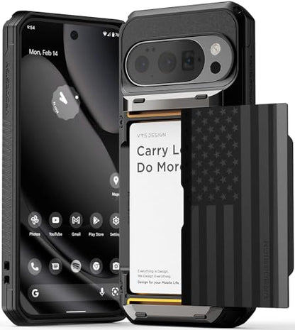 VRS DESIGN Damda Glide Pro for Pixel 10 / Pixel 10 Pro (2025) – Rugged Wallet Case with Sturdy Semi Auto Card Holder [4 Cards] Protective Phone Cover (Liberty Black - color: Liberty Black, size: Pixel 10 / Pixel 10 Pro