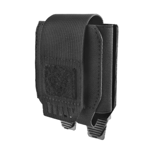 TRIWONDER Tactical Cigarette Pouch Molle Small Military Bag Battery Cigarette Case EDC Utility Card Holder Lighter Slot Mini Cigar Waist Pack - color: 02 Black - Hook and Loop