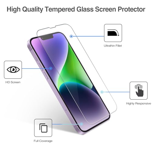 ProCase 2 Pack Screen Protector for iPhone 14 Plus/iPhone 13 Pro Max 6.7 Inch, Tempered Glass Screen Film Guard for iPhone 14 Plus 2022 / iPhone 13 Pro Max 2021, Clear - color: Clear
