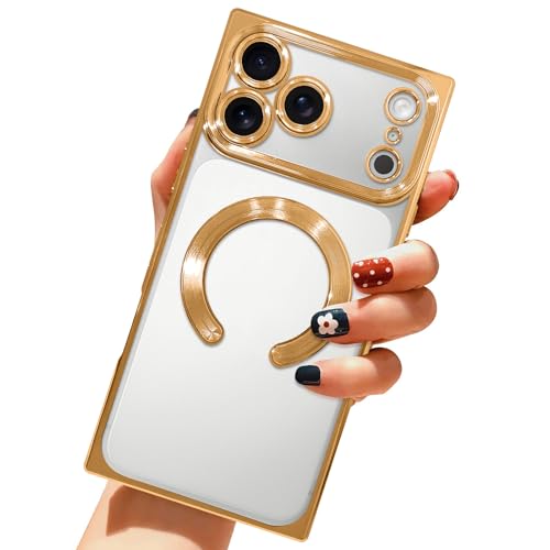 LSL Case for iPhone 17 Pro [Compatible with MagSafe] - Gold | Soft TPU Bumper Anti-Drop Anti-Scratch Shockproof Protective Slim Luxury Plating Clear Magnetic Cover for Women Girls Men - color: Gold, size: for iPhone 17 Pro