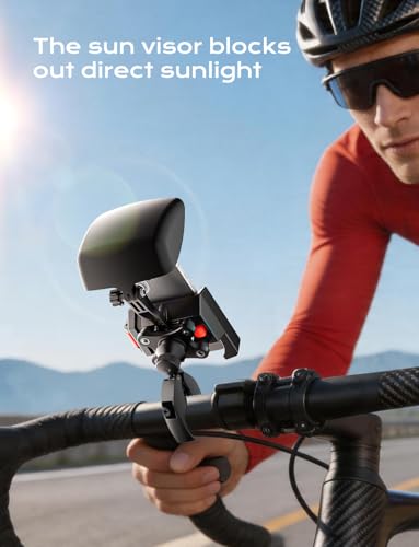 Motorcycle Phone Mount-1s Auto Lock & Vibration Dampener, Anti-Shake Handlebar Cell Phone Clamp - Camera Friendly, 360° Rotation Motorcycle Bike Phone Holder for iPhone / Samsung, 4.7-7.2" Smartphones - style: Sun Visor