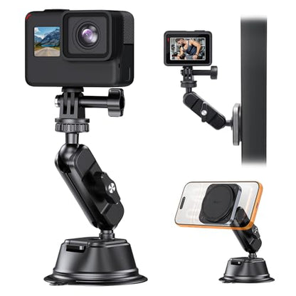 1Zero Dual Suction Cup Car Mount for GoPro, Action Camera and iPhone
