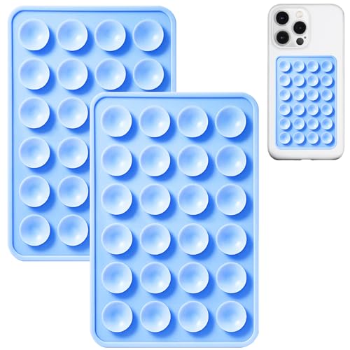 AZXYI Anteel 2 Pack Silicone Suction Phone Case Mount, Silicon Adhesive Suction Cup Phone Mount, Non Slip Sticky Phone Grip for Cellphone, Strong Grip Holder for Selfies and Videos (Sky Blue) - color: Sky Blue