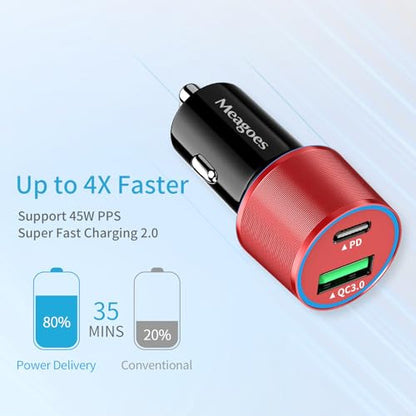 67.5W Red Car Charger USB C Super Fast for iPhone 18 Pro Max/17/Android - color: Red, size: 3.3 ft