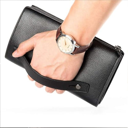 Mens Wallet Long Purse Leather Clutch Large Business Handbag Phone Card Holder Case Gift for Men Father Son Husband Boyfriend - color: Y-brown