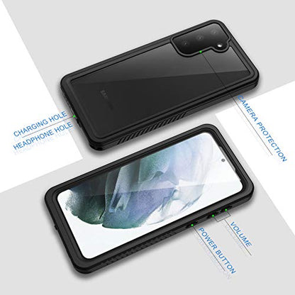 Lanhiem for Samsung Galaxy S21+ Plus Case, IP68 Waterproof Dustproof, Built-in Screen Protector, Rugged Full Body Shockproof Protective Phone Cover for Galaxy S21 Plus 5G 6.7 Inch, Black - size: for Galaxy S21+