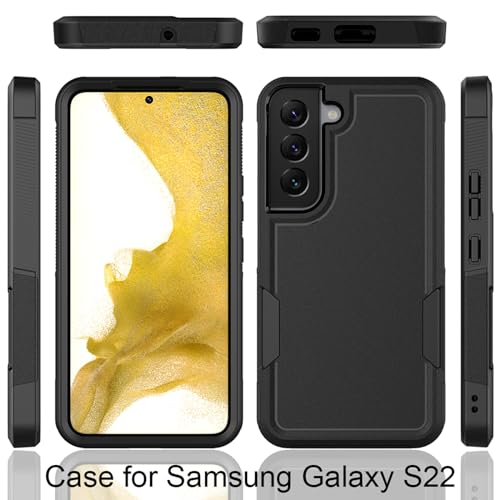for Samsung Galaxy S22 Case: Dual Layer Protective Heavy Duty Cell Phone Cover Shockproof Rugged with Screen Protector - Military Protection Bumper Tough - Samsung Galaxy S22 5G 2022, 6.1 inch, Purple - color: Purple (PC) + Black (TPU)