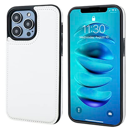 ONETOP for iPhone 14 Pro Max Wallet Case with Credit Card Holder,White | Kickstand,ID/Cash Holder,Case Wallet with Card Slots,Double Magnetic Clasp,Durable PU Leather Shockproof Cover for Women Men - color: White