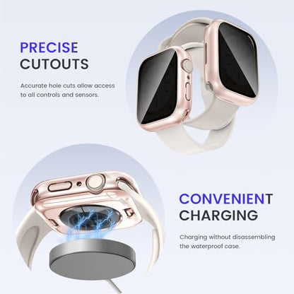 Goton Privacy Waterproof Case for Apple Watch 40mm Series 6/5/4/SE - color: Rose Gold, size: 40mm