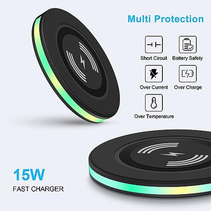 Android Wireless Charger Samsung Fast Charging Phone Charging Pad Station for Samsung Galaxy S26 S25 S24 Ultra S24+ S24 S23 FE S22 S21 S20 S10,iPhone 15 Pro Max Plus 14 13,with QC 3.0 Power Adapter