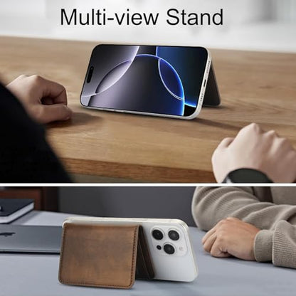 HAII for MagSafe Card Wallet Bag compatible with MagSafe Invisible Ultra-Thin Lightweight Kickstand Magnetic Mobile Wallet Man Woman, 4 Card Slots + 1 Cash Bag. (Brown, Buckle Wallet) - color: Brown, size: 4 Card Slots + 1 Cash Bag - Buckle Wallet