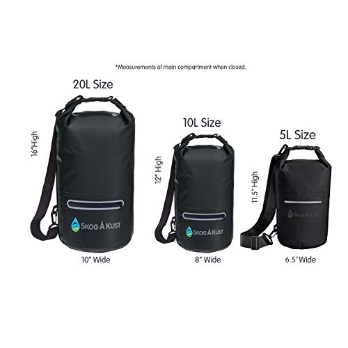 Skog Å Kust DrySak Roll Top Waterproof Bag, 5, 10 & 20 Liter - color: Black, size: 5 Liter