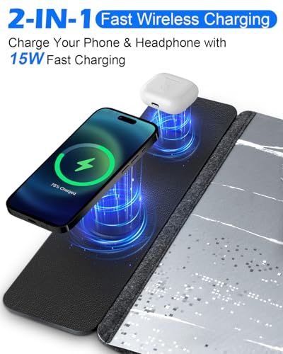 30"x15" XXL Wireless Charging Mouse Pad, Detachable 15W Qi Charger - color: Space Crack