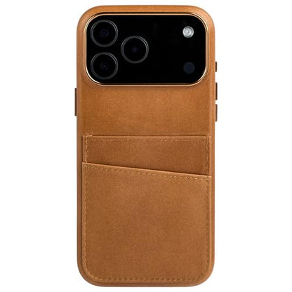 Dockem Genuine Leather Card Case for iPhone 17 Pro Max with Camera Control Button and Stitched-on Wallet with 2 Holder Slots (Light Brown, M2GL) - color: Light Brown, size: 17 Pro Max