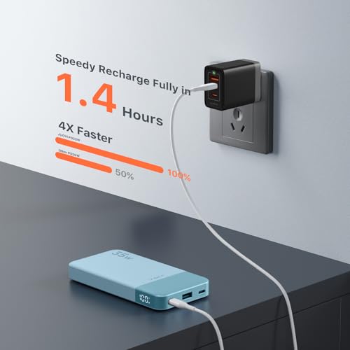 JUOVI Power Bank 35W 10000mAh Portable Charger Fast Charging - color: Blue
