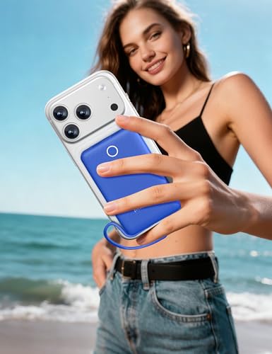 miisso 10000mAh Mini Portable Charger with Built in Cable, Deepblue - color: Deepblue