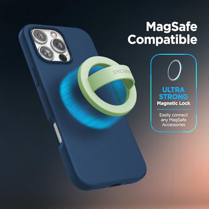 Encased Magnetic Phone Grip Holder Thin Silicone Finger Loop Ring Compatible with iPhone (Sage) - color: Sage