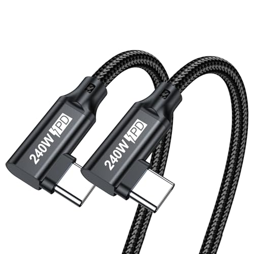 240W USB C to USB C Cable 10FT,Right Angle PD 3.1 Type C to C 5A Fast Charging Cable for MacBook Pro/Air,iPad Pro/Air/Mini,iPhone15/15Pro/15Plus/15ProMax,Samsung S24/S23/S22,Surface Book2,Pixel - style: Dual 90° Right Angle