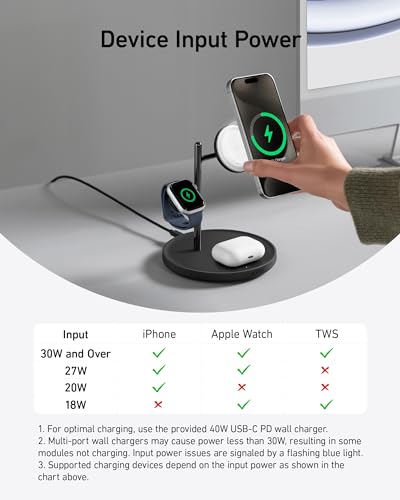Anker MagSafe Charger, MagGo 3-in-1 Qi2 15W Wireless Charging Station - color: Black