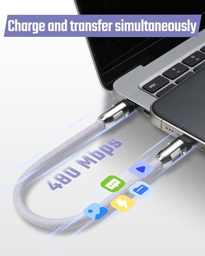 KeyUnity Phone Lanyard with USB C Charging Cable 2 in 1 Braided Strap Wrist and Crossbody Lanyard Universal Phone Strap - color: Lilac, size: 18cm