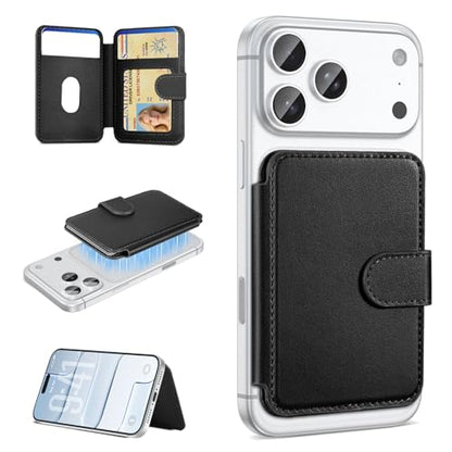 for MagSafe Wallet, Magnetic Phone Wallet RFID Blocking, 4 Card Holder - color: Black