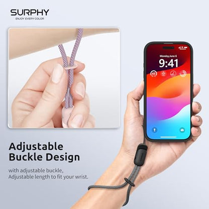 SURPHY 3 Pack Phone Wrist Strap, Phone Lanyard with Cellphone Tether Tab - color: Black & Pink & Gray