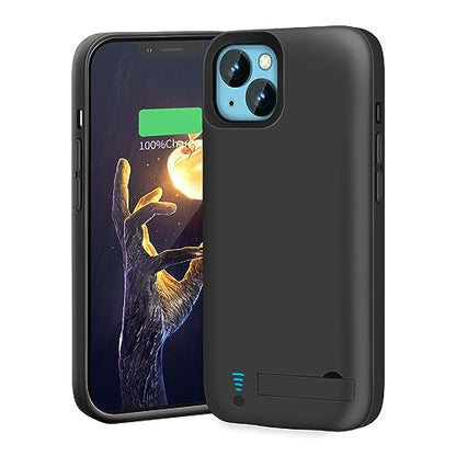[Upgraded] Battery Case for iPhone 14, 5000mAh Rechargeable Extended Battery Charging/Charger Case, Add 100% Extra Juice, Support Wire Headphones (6.1 inch) Black
