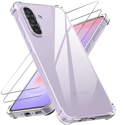 Case for Samsung Galaxy A37/A36/A56 5G Clear Case with 2 Pack Built-in Screen Protector,Shockproof Soft TPU Bumper and Hard PC Back Case,Non-Yellowing,Drop Protection,Slim Fit Cover Phone Case - color: Samsung Galaxy A37 5G
