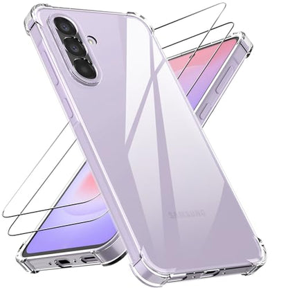 Case for Samsung Galaxy A37/A36/A56 5G Clear Case with 2 Pack Built-in Screen Protector,Shockproof Soft TPU Bumper and Hard PC Back Case,Non-Yellowing,Drop Protection,Slim Fit Cover Phone Case - color: Samsung Galaxy A37 5G