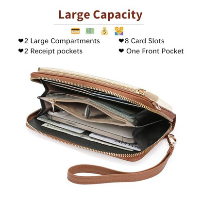 GOIACII Phone Purse Crossbody Bags for Women Small Travel Wallet Touch Screen RFID Blocking - color: A06 White and Brown