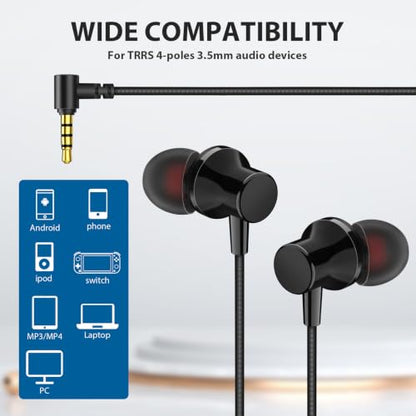ASKUBSKU Wired Headphones Earphones for School Laptop PC Chromebook, Black - color: Black