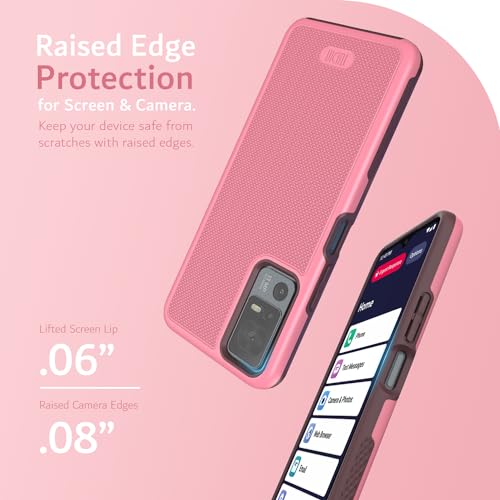 TUDIA MergeGrip for Jitterbug Smart 4 Case T608G, [Military Grade Drop Tested] Shockproof Protection Slim Rugged Dual Layer Heavy Duty Phone Cases for Senior - Smokey Pink - color: Smokey Pink