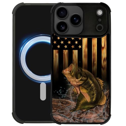 DJSOK Case for iPhone 17 Pro Max,Compatible with MagSafe,Anti-Scratch Shockproof Case,Wood American Flag Fish - color: Wood American Flag Fish, size: IPhone 17 Pro Max