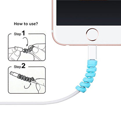 Jetec 12 Pieces Highly Flexible Silicone Micro USB Protector, Mouse Cable Protector, Suit for All Cell Phones, Computers and Chargers (Black, Pink, Blue, Green) - color: Black, Pink, Blue, Green