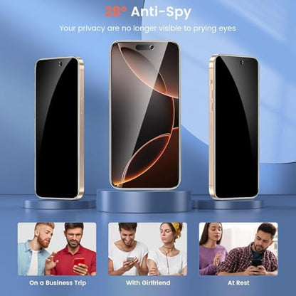 Fotbor Anti-Spy Privacy Screen Protector for iPhone 16 Pro Max - size: iPhone 16 Pro Max-6.9 inch