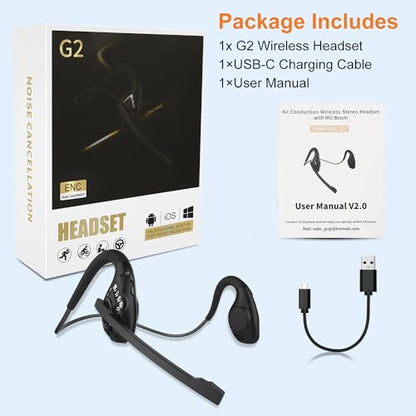 Golvery Open Ear Headphones with Mic, Bluetooth V5.3 Headset w/Microphone - color: Black