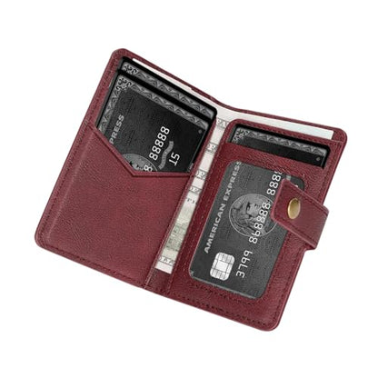 Ultra-Thin Magnetic Wallet and Card Holder (burgundy) | Compatible with All Magnetic Protective Case,Premium PU leather, stand function, 6 card slots; Fits iPhone17/16/15/14series - color: burgundy