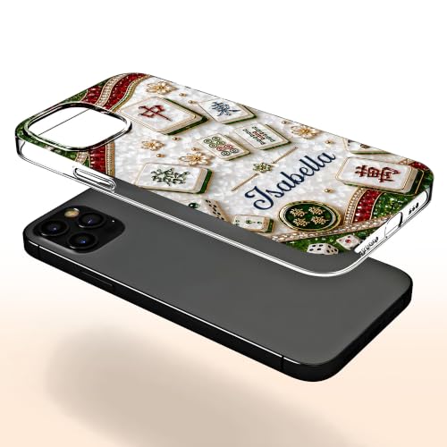 Mahjong Social Club, Personalized Clear Phone Case, Gift for Mahjong Lovers Custom Smartphone Cover Cute Tile Game Player Accessories Women Men Game Night Protective Slim Bumper Shell