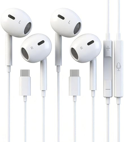 2 Packs USB C Headphones for iPhone 17/16/15 Pro Max Plus with Mic & Remote