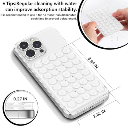 White Double Sided Silicone Suction Phone Grip Mount Cups Removable Durable Phone Stand Kickstand for Teen Girls Trendy Stuff – Hands-Free Phone Holder and Cell Phone Grips Accessories Translucent