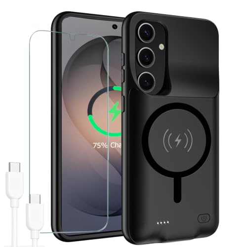 Battery Case for Galaxy S26,Upgraded 10000mAh High Capacity Rechargeable Portable Protective Extended Charger Case Wireless Charging Compatible with s26 (6.3 inch) Charging Case & Carplay Black - size: Galaxy S26