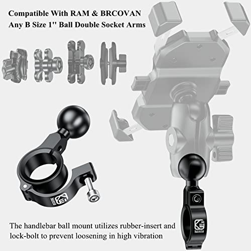 BRCOVAN 5 Pack, Aluminum Alloy Handlebar Mount Base with 1'' TPU Ball - style: R3-Set of 5