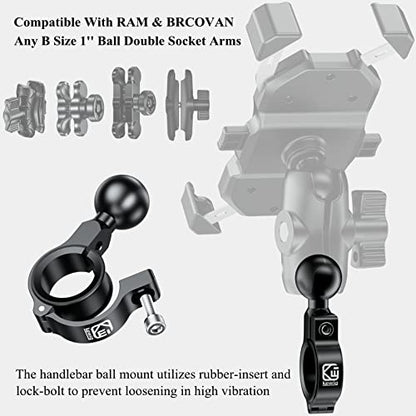 BRCOVAN 2 Pack, Aluminum Alloy Handlebar Mount Base with 1'' TPU Ball - style: R3-Set of 2