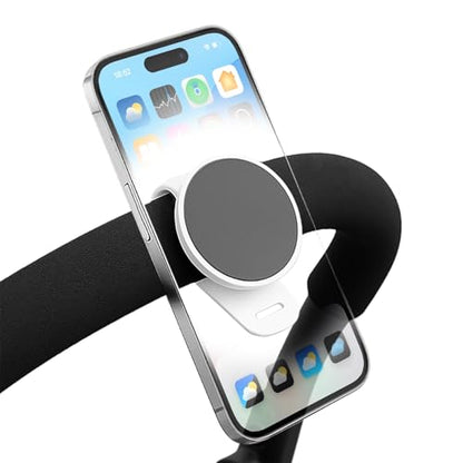 Stroller Phone Holder Universal Phone Holder for Stroller Strong magnetic phone holder with adjustable strap, stable and safe, compatible with fitness equipment, strollers, shopping carts, White - color: White