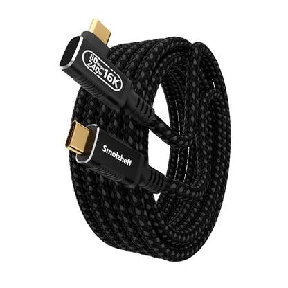 USB C Cable 6.6ft/2m, 90 Degree Right Angle USB5 Cable,for Thunderbolt 5/4, USB4,80Gbps Data Transfer, 240W PD3.1 Fast Charging, Single 16K/Dual 8K Video Compatible with M_acBook,Tablet , Monitor - size: 6.6ft/2m