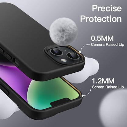 JETech Silicone Case for iPhone 14, Black | Silky Soft Touch, Shockproof Protection, Scratch Resistant, Microfiber Lining - color: Black, size: iPhone 14