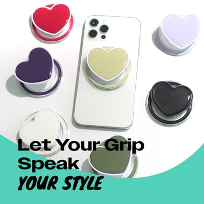 OnTheGrip Cute Solid Macaron Color Heart Shape Collapsible Mobile Phone Grip Stand Holder for Smartphone Tablet Cell Phone Accessory (Ocean Green)